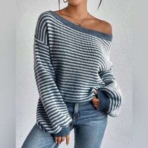 Striped off the shoulder sweater